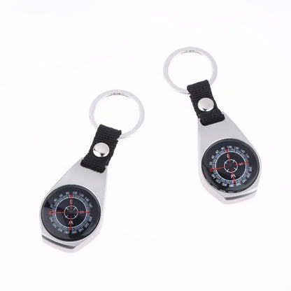 Outdoor Camping and Hiking Accessory: Durable Metal Compass Keychain Carabiner.