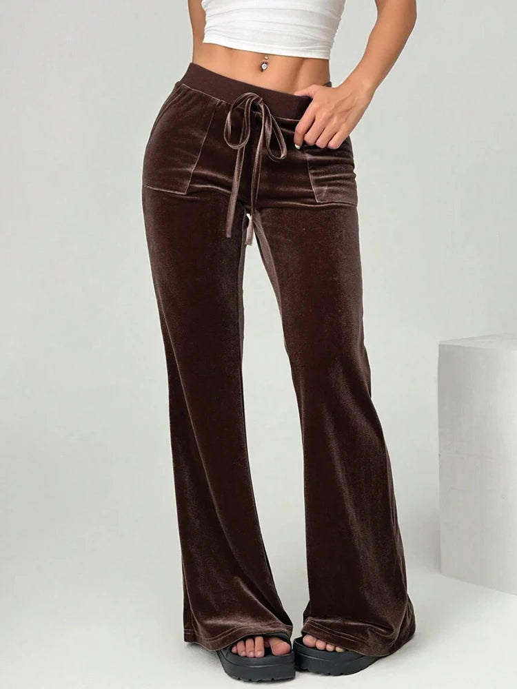 2025 autumn and winter women's micro flared pants slim fit and slimming casual flared pants velvet pants