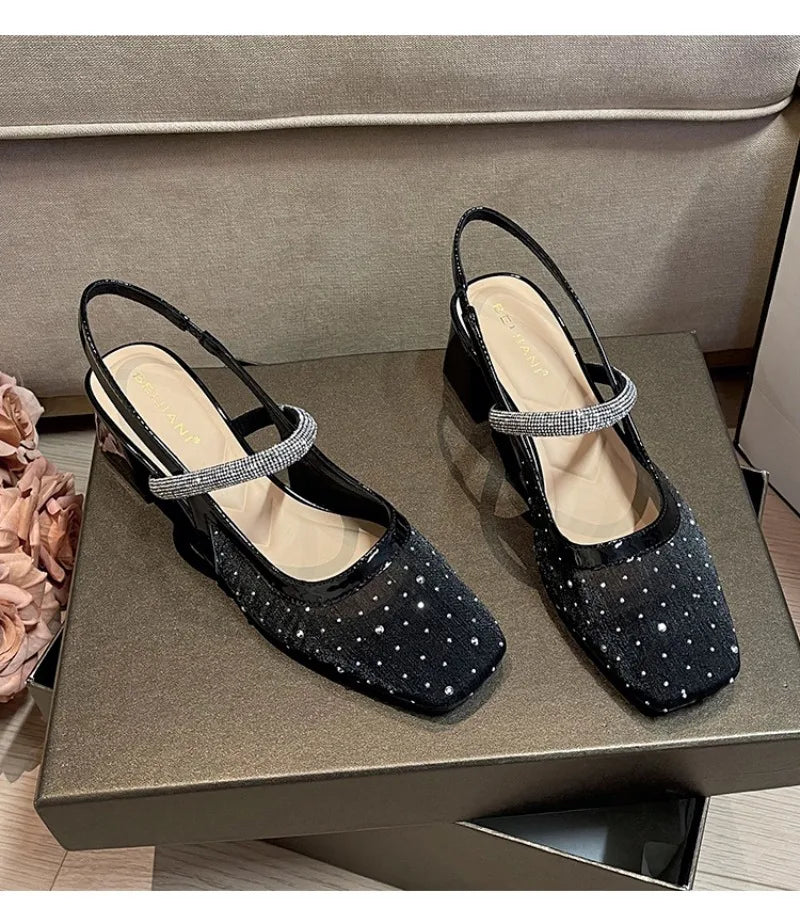 New Arrival Women Shoes Luxury Rhinestone High Heeled Sandals for Woman Elegant French Wedding Shoe Designer Shoes Zapatos Mujer