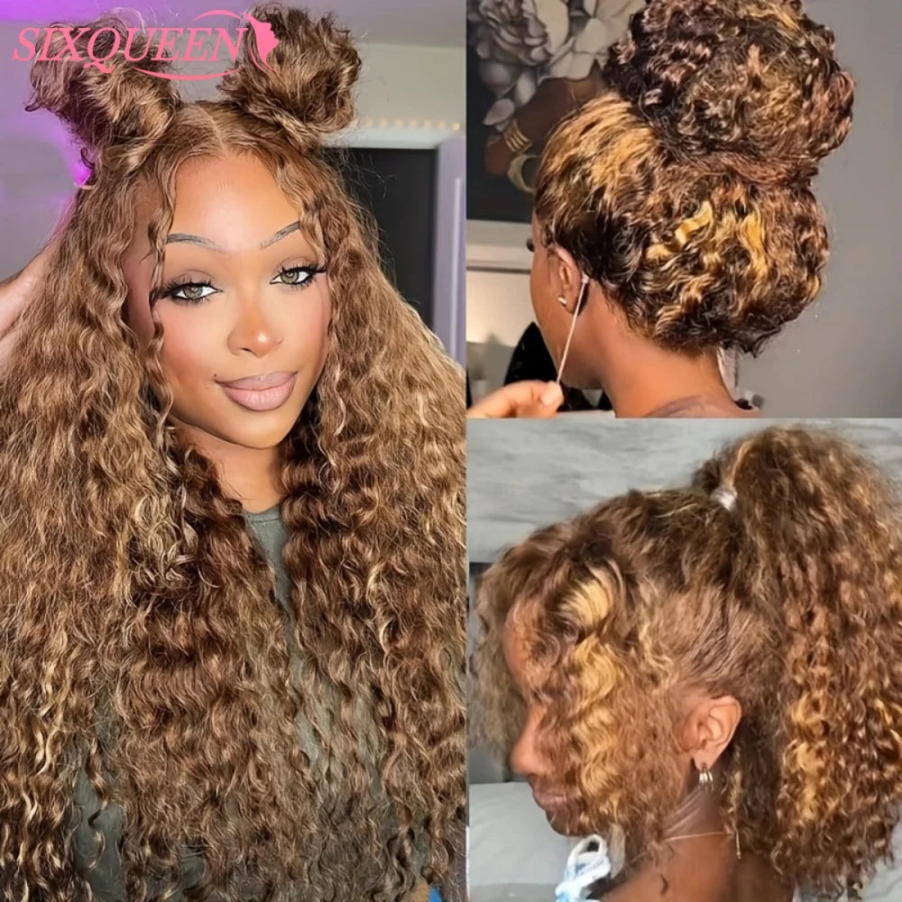 360 4/27 Full Lace Wig Human Hair Invisible Strap 250 Density Deep Wave HD Lace Frontal Wig Human Hair Pre Cut Curly 360 Wigs