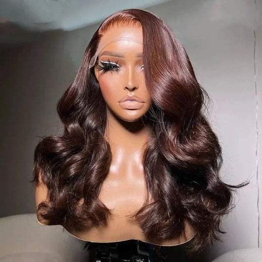 36 40 Inch Chocolate Brown 13x6 Human Hair Wigs Hd Lace Frontal Wig Colored Transparent Body Wave Brown Wig For Women 4x4 5x5
