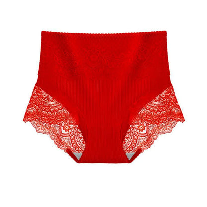 New Women's Cotton Underwear High Waist Antibacterial Panties Sexy Lace Seamless Tummy Briefs Ladies Triangle Shorts Large Size