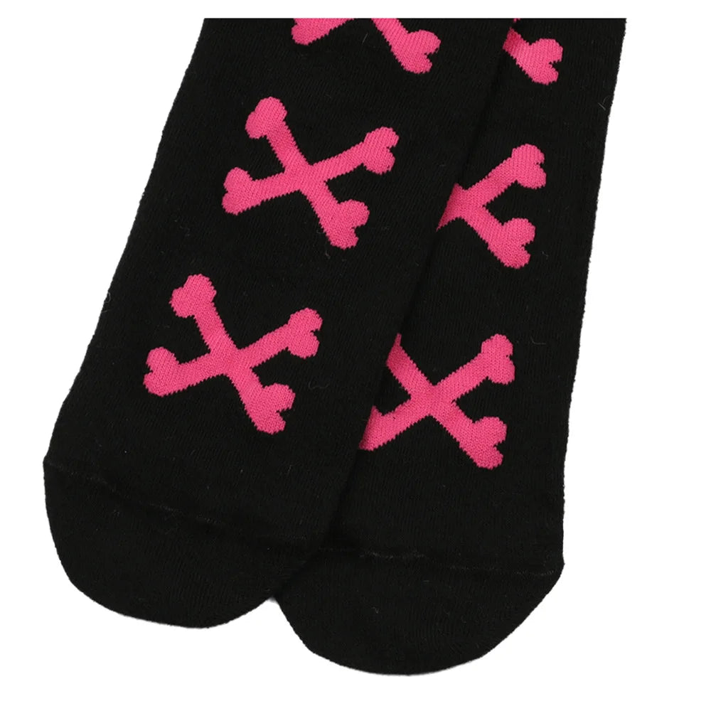 Womens Bone Thigh High Stockings Ladies Halloween Girls Black White Pink Long Over Above Knee Socks Tall Funny Cosplay Harajuku