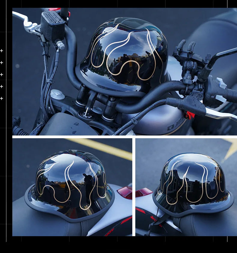 German Soldier Helmet Motorcycle for Harley Retro Half Helmet Motorcycle Helmet Summer 3C Certification Scoop Helmet Cruise Car