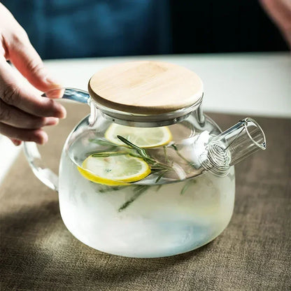 1.8L Transparent Borosilicate Glass Teapot Heat-Resistant Large Clear Tea Pot  Flower Tea Set Puer Kettle Cup Office Home Tool