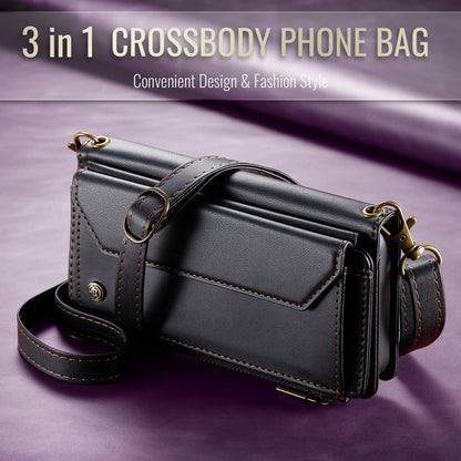 Crossbody Wallet Case for iPhone 17 Pro Max iPhon Air 17 Pro,RFID Blocking, 7-10 Card Slots, PU Leather Flip Wristlet with Strap