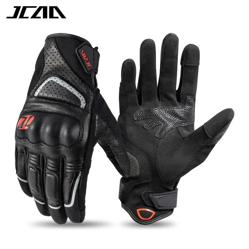 Unisex Goatskin Leather Riding Sports Biker Motorcycle Gloves Knuckle Mitten Men's Motocross Glove motogp Accessories for Summer