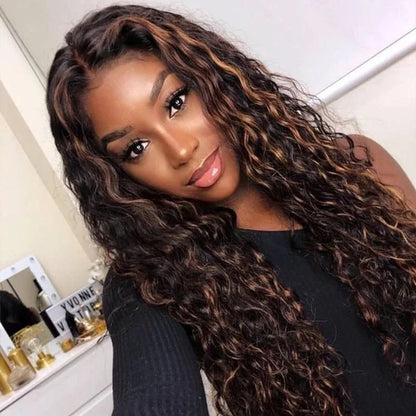 Multi-Color Long Curly 13x4 Lace Front High-Temperature Fiber Wig for Women Synthetic Hair Wig for African American Daily Party