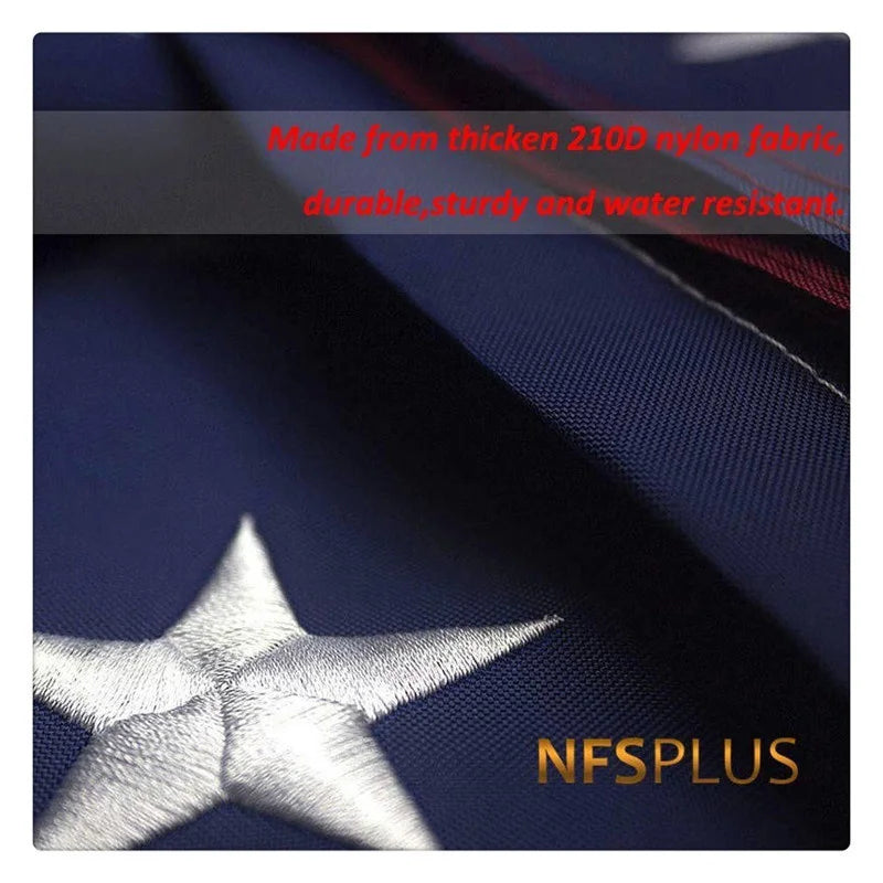 Embroidered USA Flag Outdoor Waterproof Nylon Sewn Stripes Brass Grommets Oversized American Flags And Banners United States