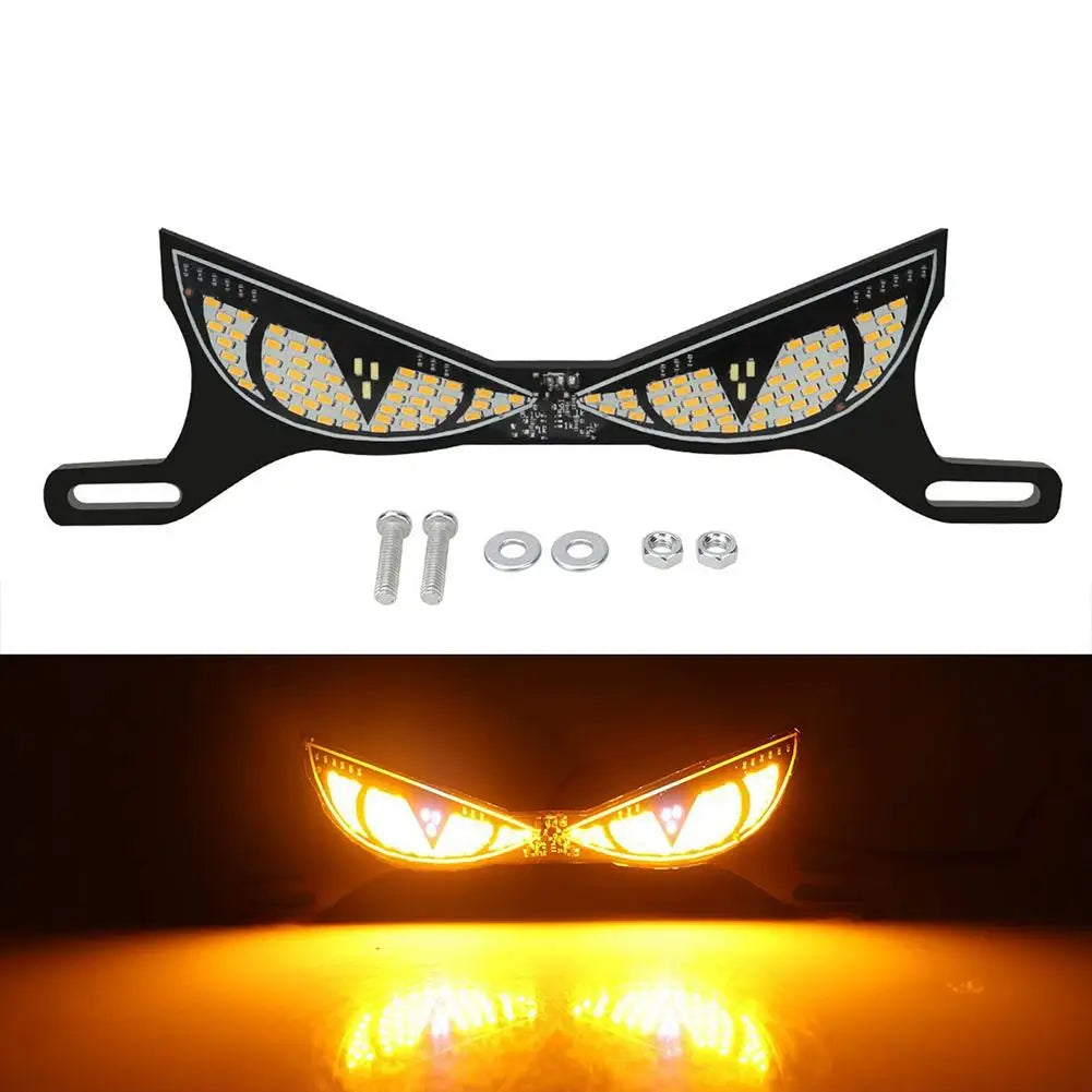Motorcycle LED License Plate Decorative Lights Snake Eye Rear Tail Light Strobe Flashing Electric Motorcycle Modified Accessory