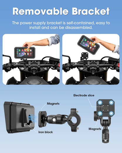 6.25 Inch Portable Quick Disassembly Motorcycle Carplay Android Auto GPS for Moto Navigation IP67 Waterproof IPS Display TPMS