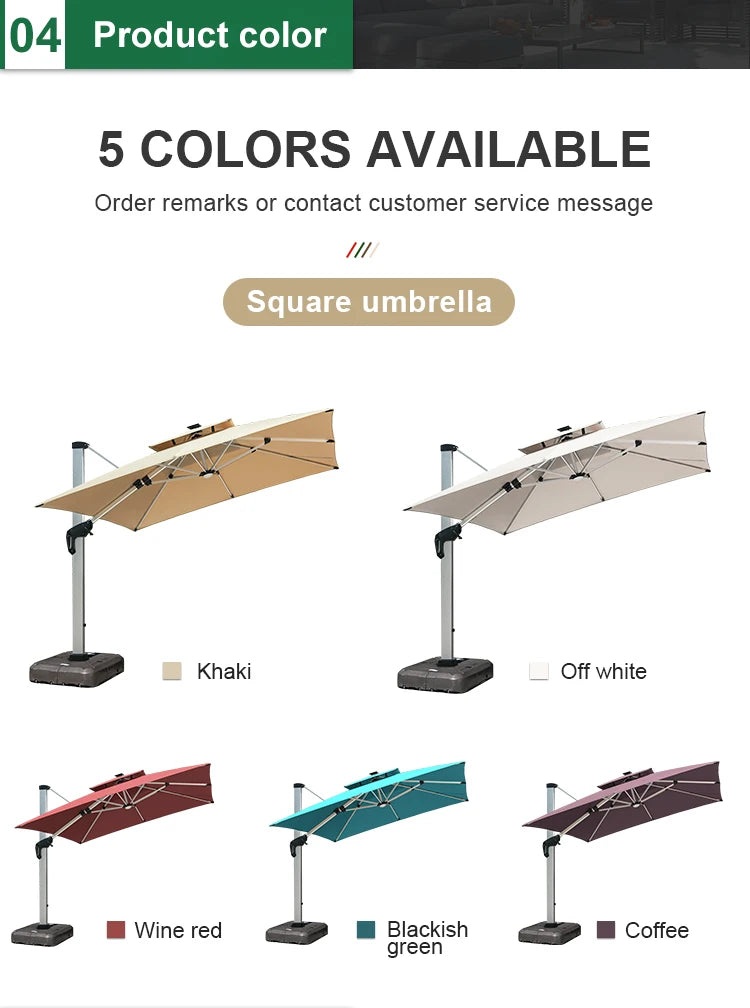 LED Roman Umbrella, Sunshade, Rainproof, UV Protection,Thickened Material, Aluminum Alloy Columns, Rotatable, Outdoor Umbrella