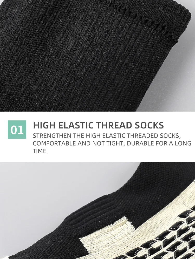 Anti Non Slip Football Socks Cut Black Long Length Adhesive Towel High Leg Grip Soccer Stockings Sports for Men and Children