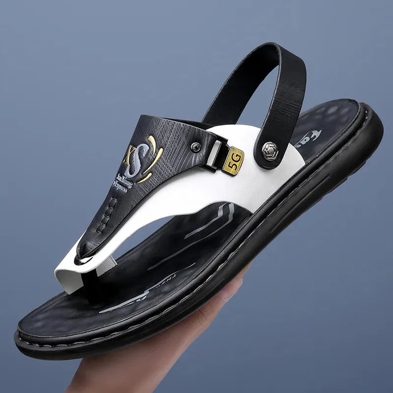 Sandals for Men High Quality Cow Leather Sandals Outdoor Casual Sport Sandals Anti Slip Beach Slippers for Men Summer Slippers
