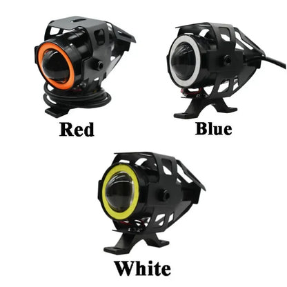 Super Bright Mini LED Motorcycle Headlight Work Light Angel Eye Headlamp Fog Spotlights Driving Lamp with ON/OFF Switch