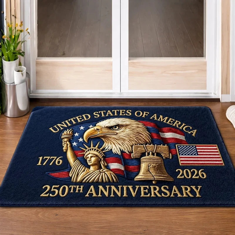 US Independence 250th Anniversary Doormat Multi Pack Set Patriotic Flannel Rug Non Slip Rubber Backing Washable Welcome Mat