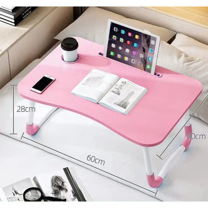 Bed Table, Foldable Laptop Desk Bed Tray with Storage Drawer, Lap Desk TV Tray for Breakfast Serving, Notebook Stand Reading Hol
