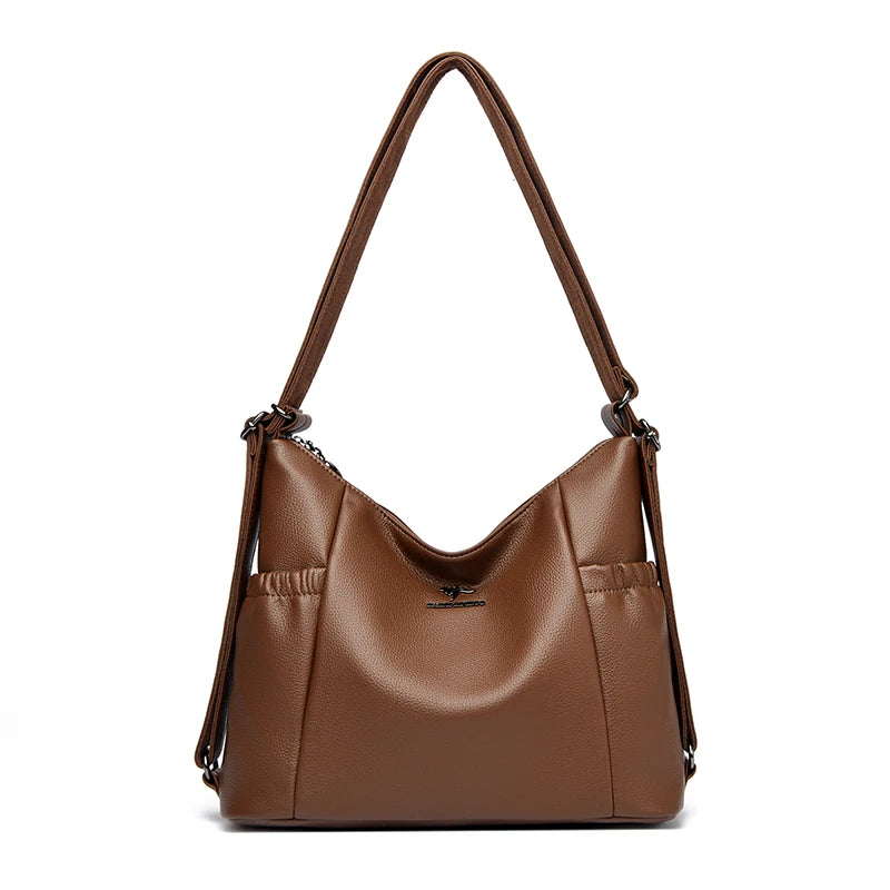 High Quality Soft Pu Leather Shoulder Bags for Women Women Bags Luxury Designer Multifunction Travel BackPack Commuter Handbags