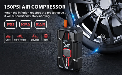 NEXPOW 3000A Car Jump Starter & Air Compressor - 12V 59.2Wh Portable Battery Booster with PD 30W Fast Charge, 150PSI Air Pump, S