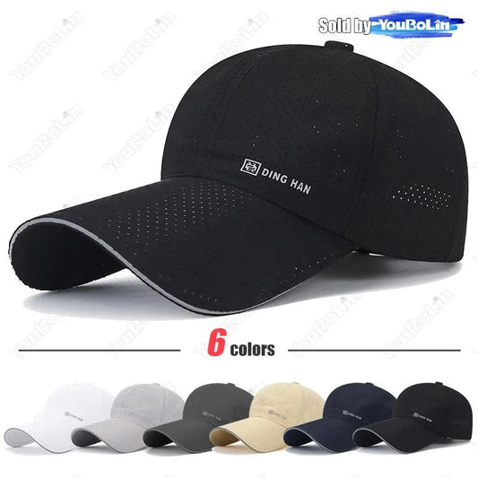 Extended Brim Summer Breathable Perforated Quick-Drying Adjustable Baseball Cap Sun Hat Trucker Caps Dad Hats