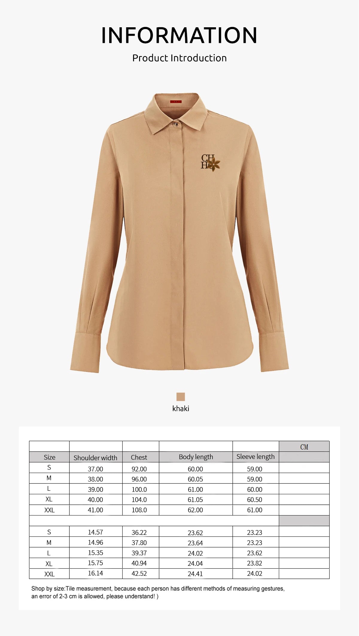CHCH 2024 Fashion New Shirt Office Lady Shirt Women's Elegant Blouse Lapel Long Sleeve Leisure Commuting Top Female Clothing