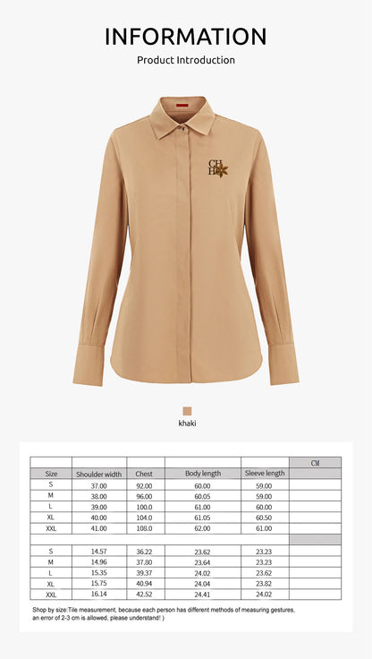 CHCH 2024 Fashion New Shirt Office Lady Shirt Women's Elegant Blouse Lapel Long Sleeve Leisure Commuting Top Female Clothing