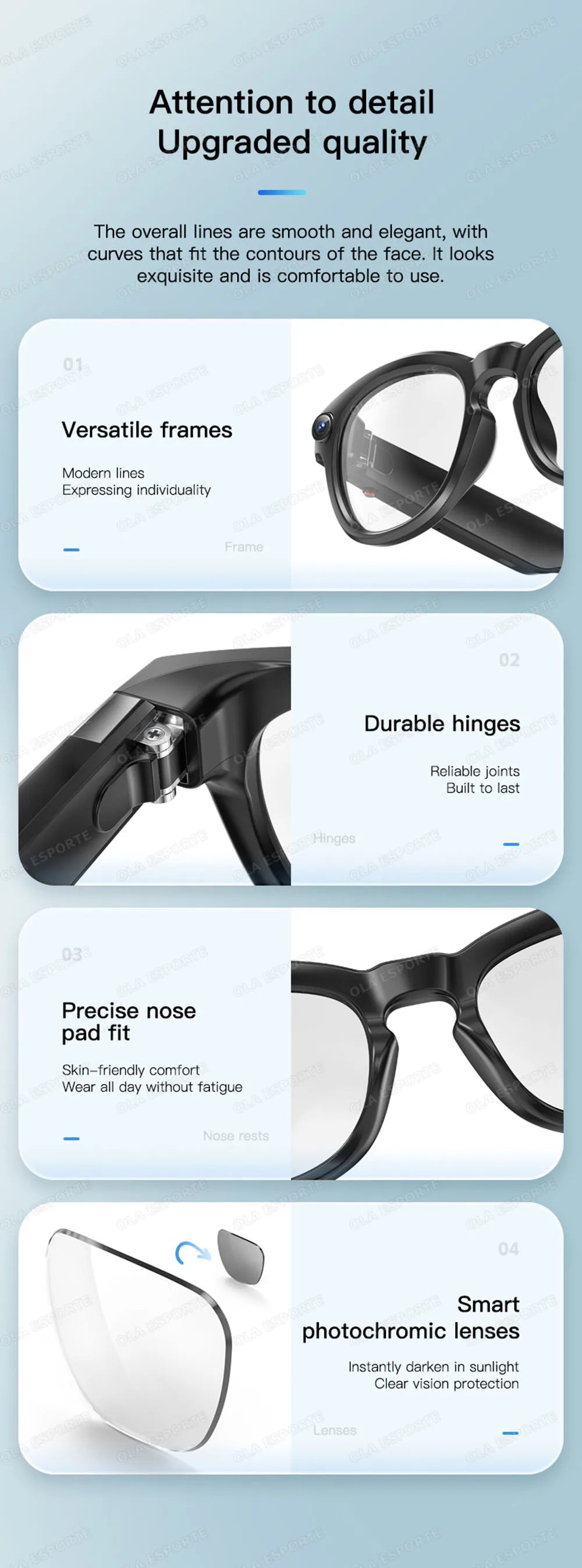 New AI Smart Glasses 4K HD Camera 32GB Memory BT Call Voice Assistant Translate Touch Control Music Player sunglasses Men Women