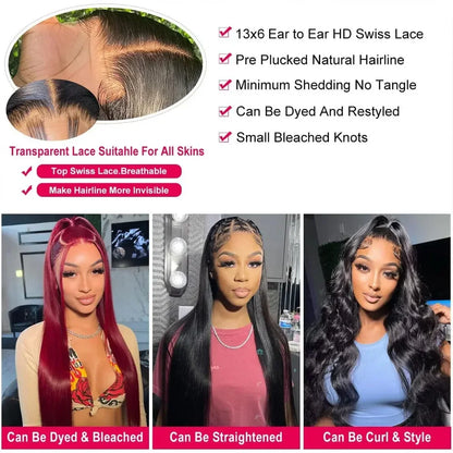 Straight HHair Wigs 13x6 HD Lace Frontal Wigs Brazilian Bone Straight Lace Frontal Human Hair Wigs For Women