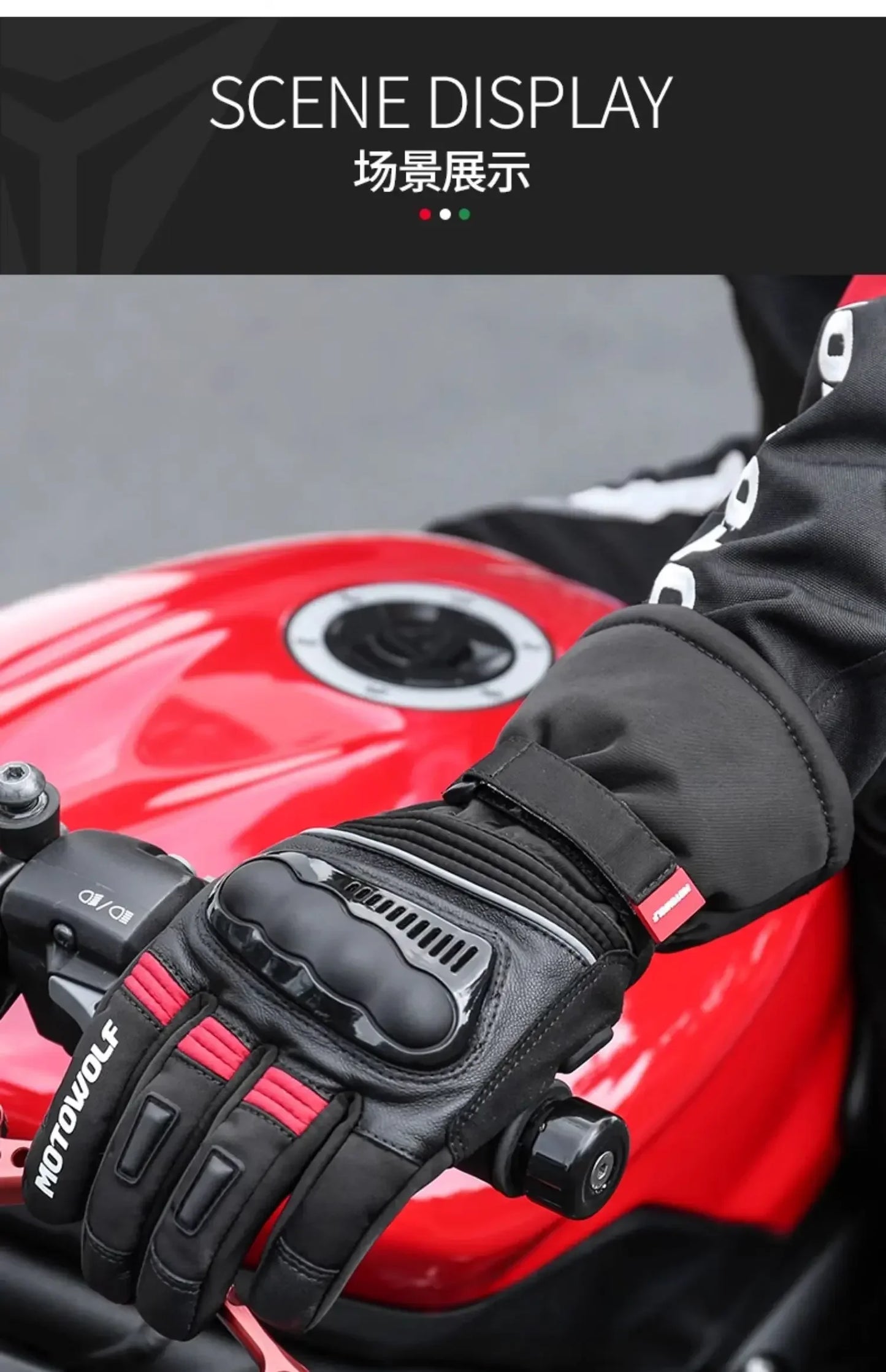 Motowolf Winter Motorcycle Riding Gloves Waterproof Leather Warm Riding Protection Gear for Motorcyclists gp Sports Accessories