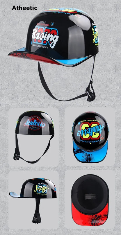 Uchoose Baseball Cap Helmet Motorcycle Vintage Retro Helmets Summer Open Face Scooter Cruiser Chopper Gangster DS Men Women Kid