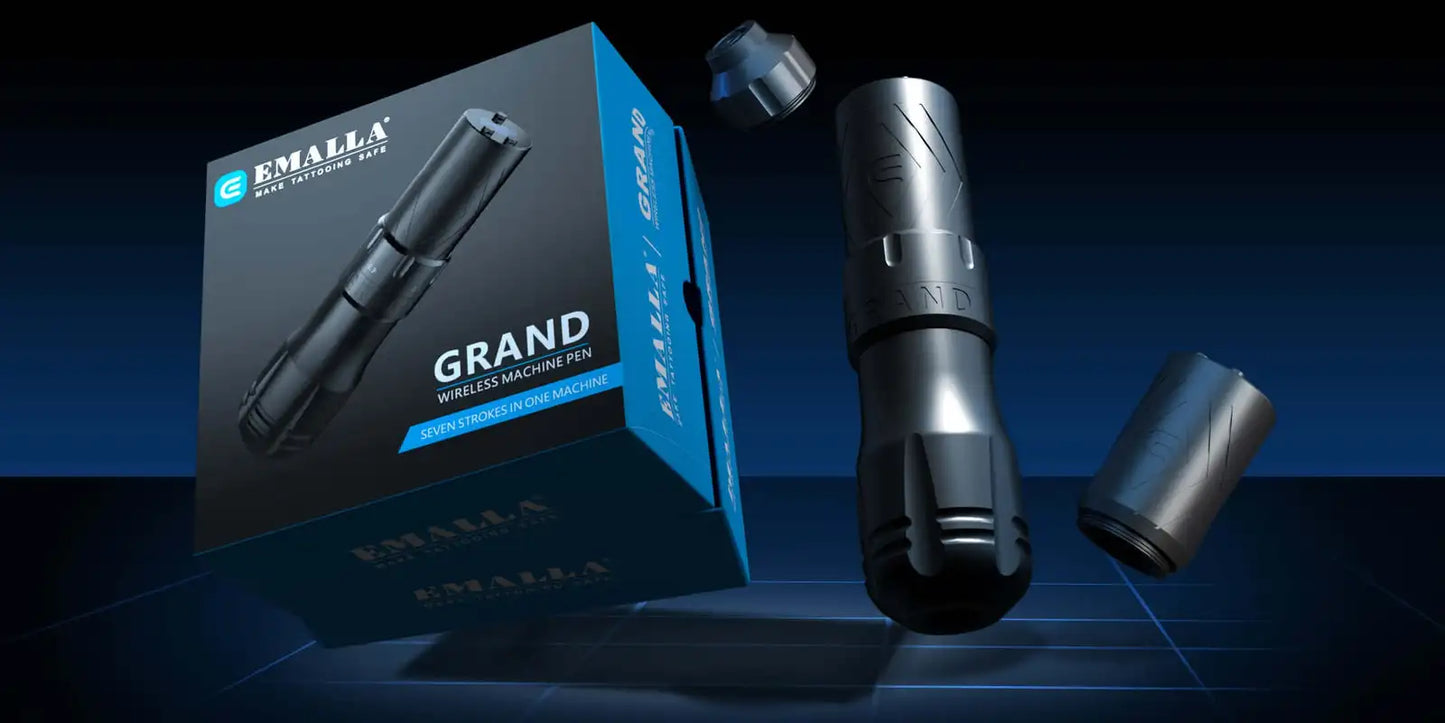 EMALLA GRAND Wireless Tattoo Pen Machine Adjustable 7 Strokes Brushless Motor 1800mAh Tattoo Permanent Makeup Pen Machine Supply