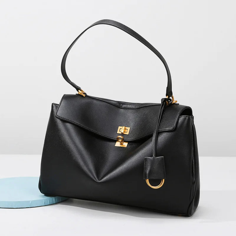 Luxury Brand Women Messenger Bags Soft Leather Brown Suede Hand Held Totes Gold Buckle Women Shoulder Bags Lady Trend Satchel