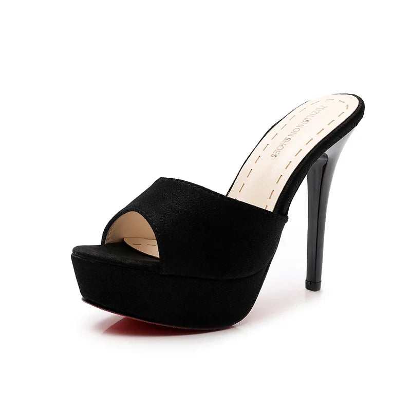 Voesnees White Slippers Summer 2024 New Nightclub Super High Heels 12CM Stiletto Women Platform Sandals Slides Party Shoes Mules