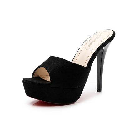 Voesnees White Slippers Summer 2024 New Nightclub Super High Heels 12CM Stiletto Women Platform Sandals Slides Party Shoes Mules