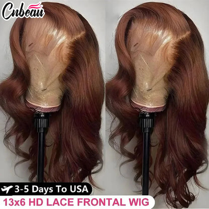 Brazilian Body Wave 250% 13x6/13x4 Frontal Dark Chocolate Brown HD Lace Wig Hair Colored 4x4 Closure Human Hair Wigs Wear To Go