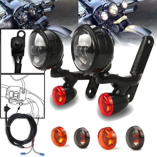 4.5'' LED Fog Lighting Passing Auxiliary Bracket for harley custom dynamics lights road king street glide Turn Signal