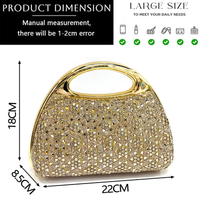 Venus Chan 2026 Women’s Italian Gold High Heels with Rhinestone Detail & Matching Bag Set - Stylish Pointed Toe Design
