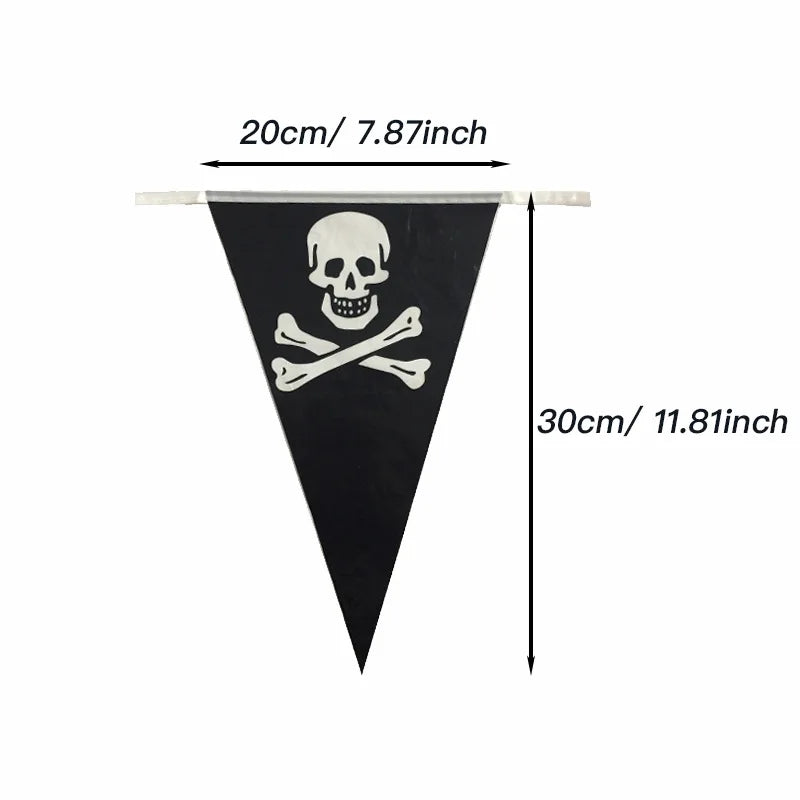 Various festive scenes, decorate pirate skeletons, string flags, pirate theme parties, Halloween, decorate birthdays, pull flags