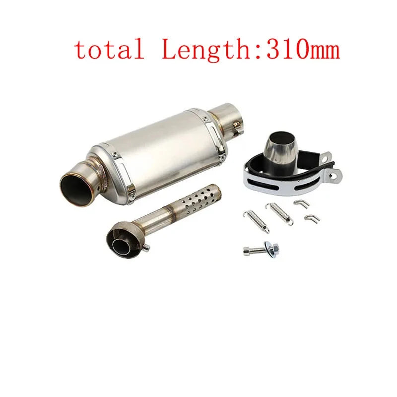 Stainless Steel 51mm Universal Motorcycle Exhaust Muffler Escape 310 370 440 mm Pipe 100cc-1000cc ATV GP Scooter For fz6 pcx125