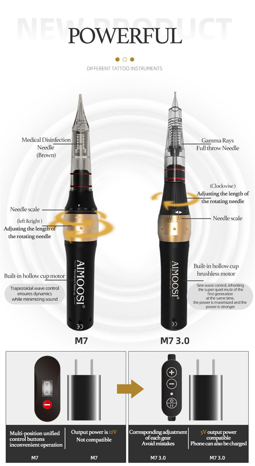 AIMOOSI M7 Tattoo Machine Set Microblading Eyebrow PMU Gun Pen Needle Permanent Makeup Machine Professional Supplies Beginner