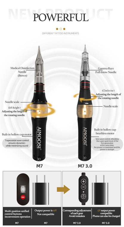 AIMOOSI M7 Tattoo Machine Set Microblading Eyebrow PMU Gun Pen Needle Permanent Makeup Machine Professional Supplies Beginner