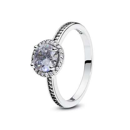 Original 925 Sterling Silver Ring Love Heart Pave CZ Crystal Stackable Rings For Women Wedding Engagement Birthday Gift Jewelry