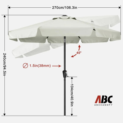 Patio Umbrella 9ft, Outdoor Table Umbrella with Push Button Tilt and Crank, 8 Ribs Umbrella for Patio Pool Garden Deck