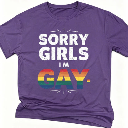 Rainbow Bananas "Sorry Girls I Like Bananas" Print T Shirt Vintage Men Short Sleeve Fun Gay Tees Casual Pride Month LGBTQ Tshirt