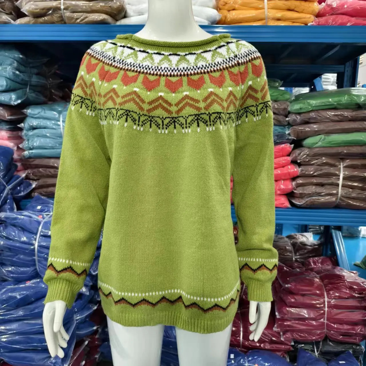 2025 Spring Knitted Women Sweater Print O-neck Long Sleeve Casual Loose Sweaters Female Winter Elegant Trendy Ladies Clothes