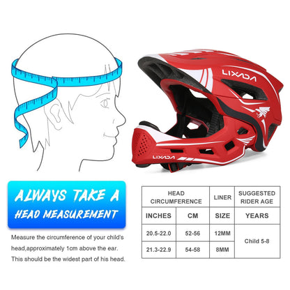 Lixada Kids Full Face Helmet Detachable Children Sports Safety Bike Helmet Protective Gear for Cycling Skateboarding Roller Skat