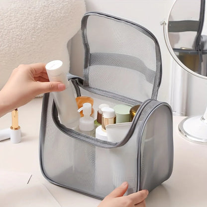 New Multi-functional Toiletries Bag Curved Nylon Mesh Portable Makeup Bag Women's Large Capacity Cosmetics Storage Bag