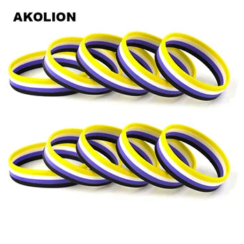 LGBT Pride Rainbow Pansexual Asexual Genderqueer Bisexual Wristband Jewelry Silicone Bracelet SLP-0000