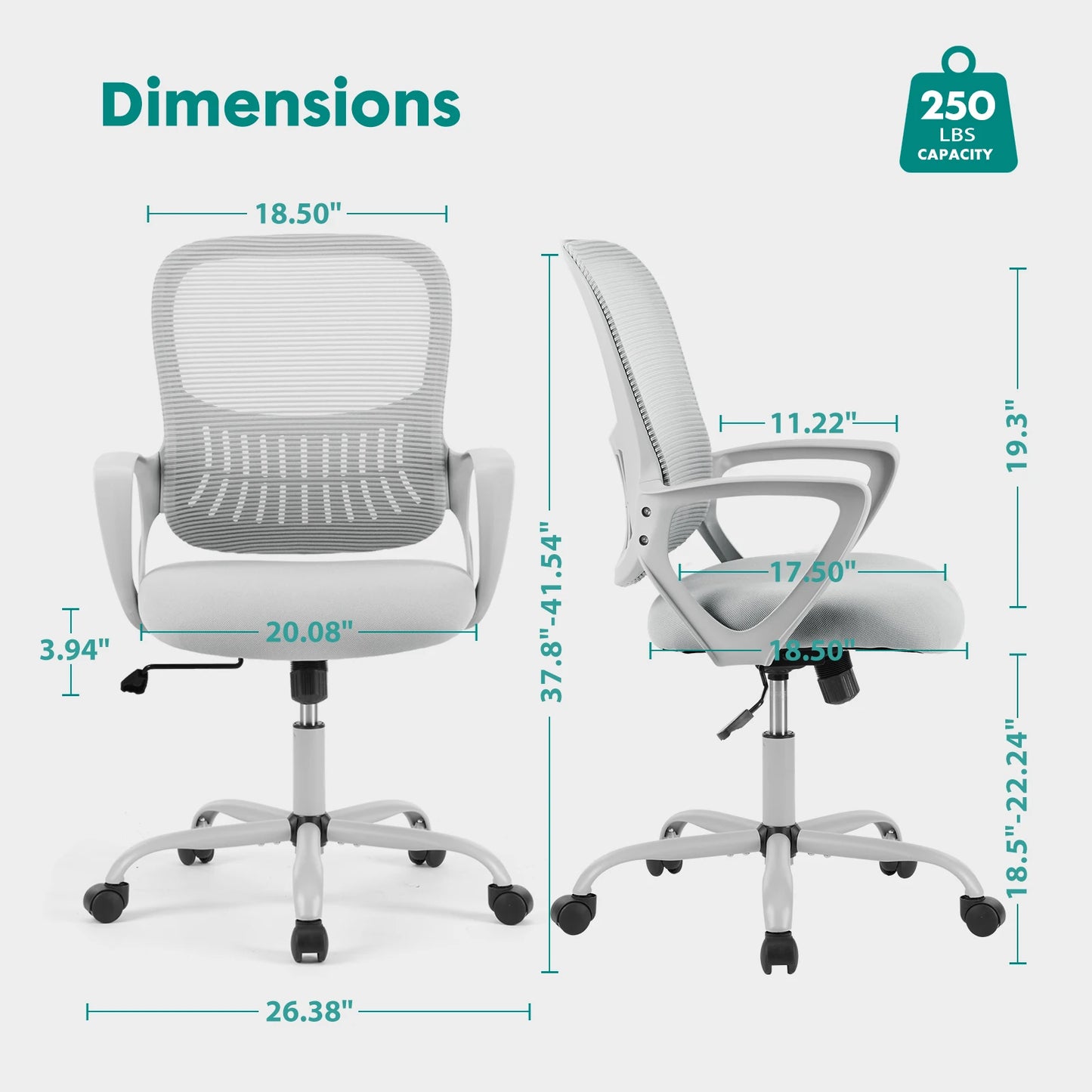 MCQ Fixed Armrest Gaming Office Chair Ergonomic Adjustable Height and 360° Rotating Roller omfortable Lumbar Support For Office