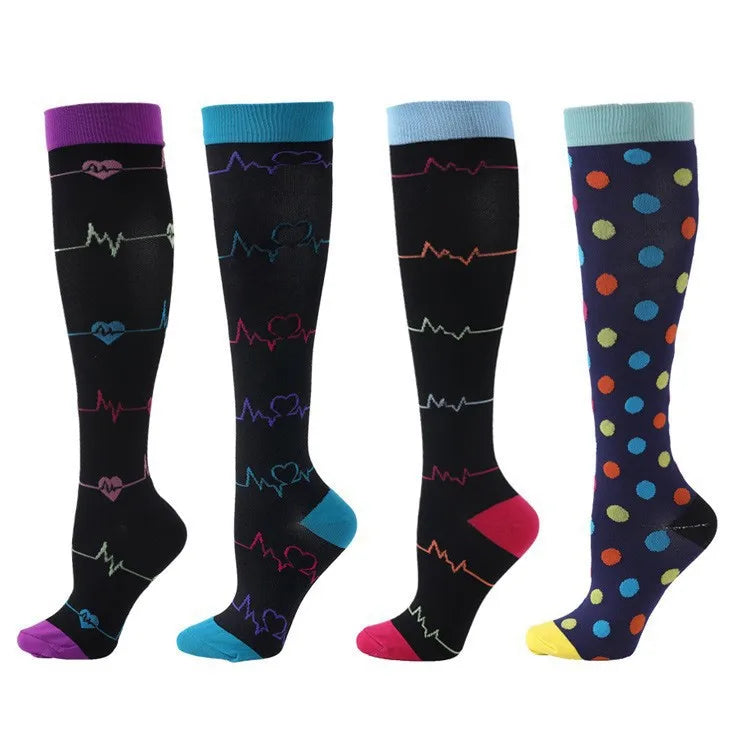 4 Pairs of Compression Socks Men Women Medical Varicose Veins Nursing Socks For Outdoor Running Pregnant Sports Socks